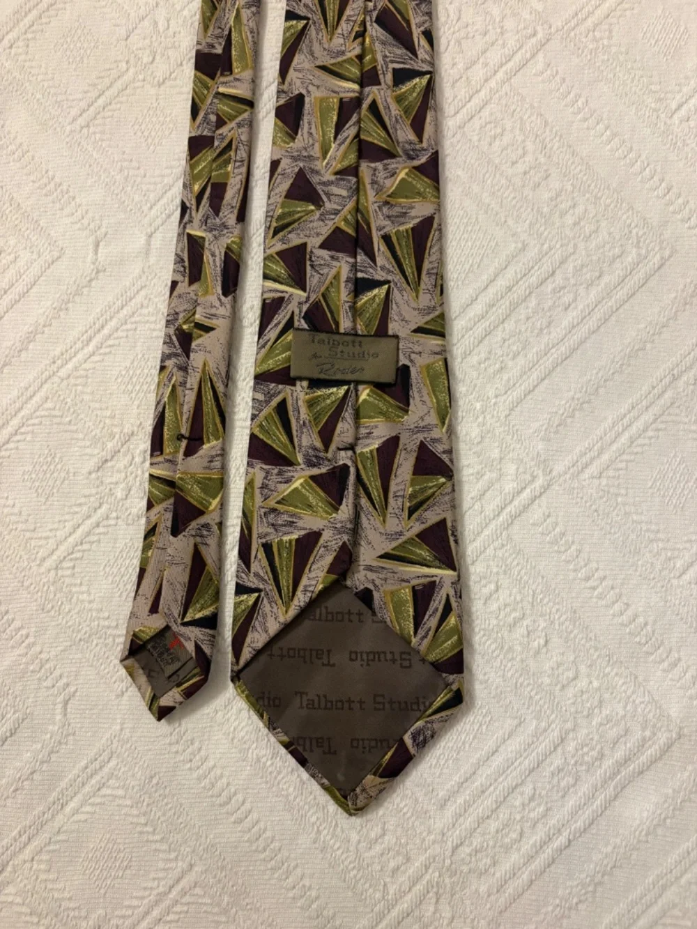 Vintage Robert Talbott Studio Silk Tie Geometric Abstract Earth Tones